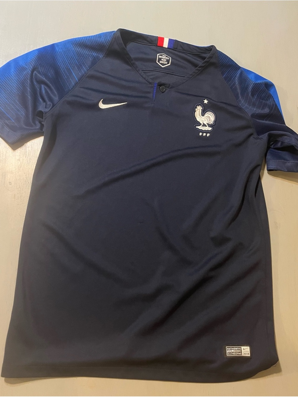Nike France 2018 World Cup Home Jersey - Navy Blue Short Sleeve - Size Youth XL